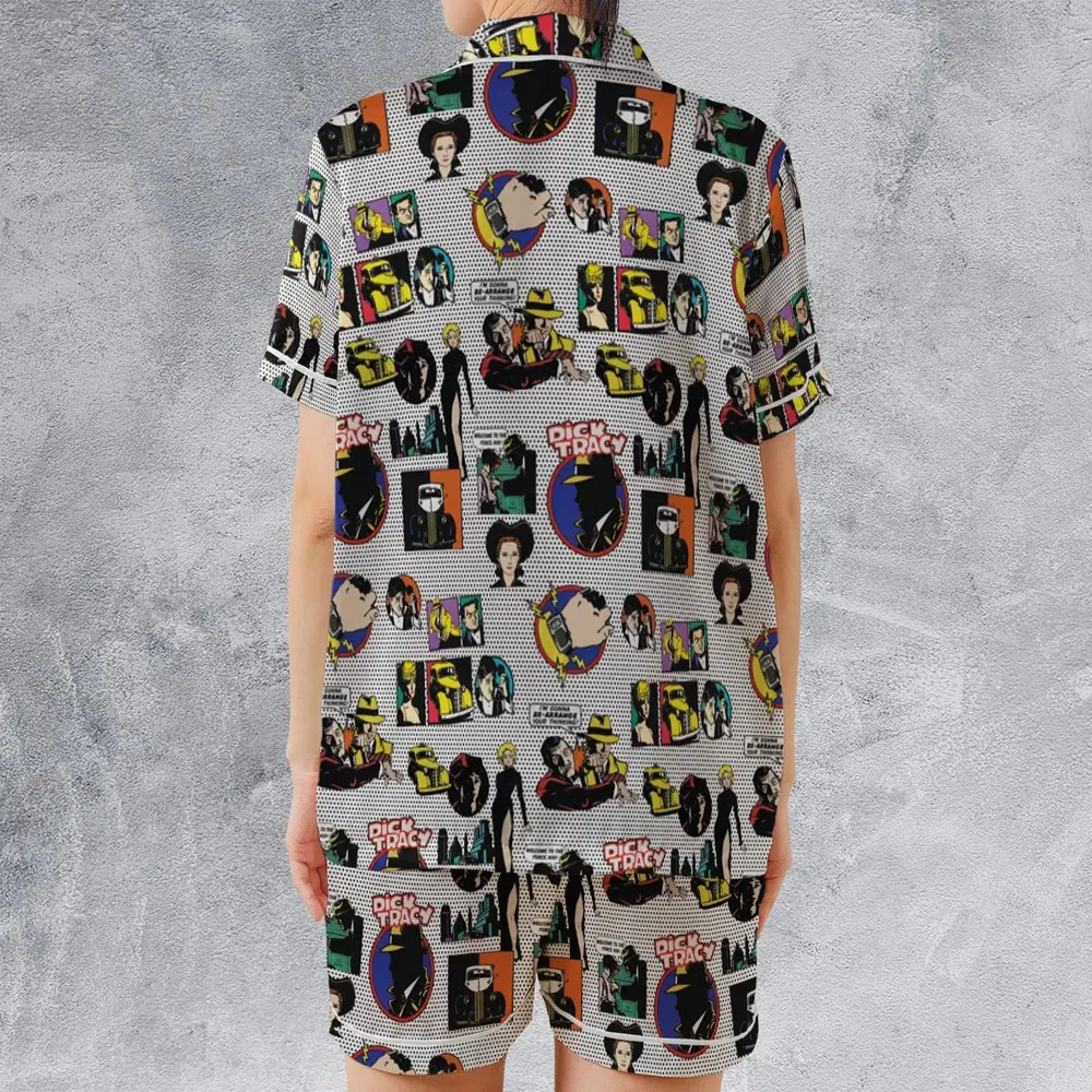 Vintage 90s Dick Tracy Satin Short-Sleeve Pajamas Set - 2