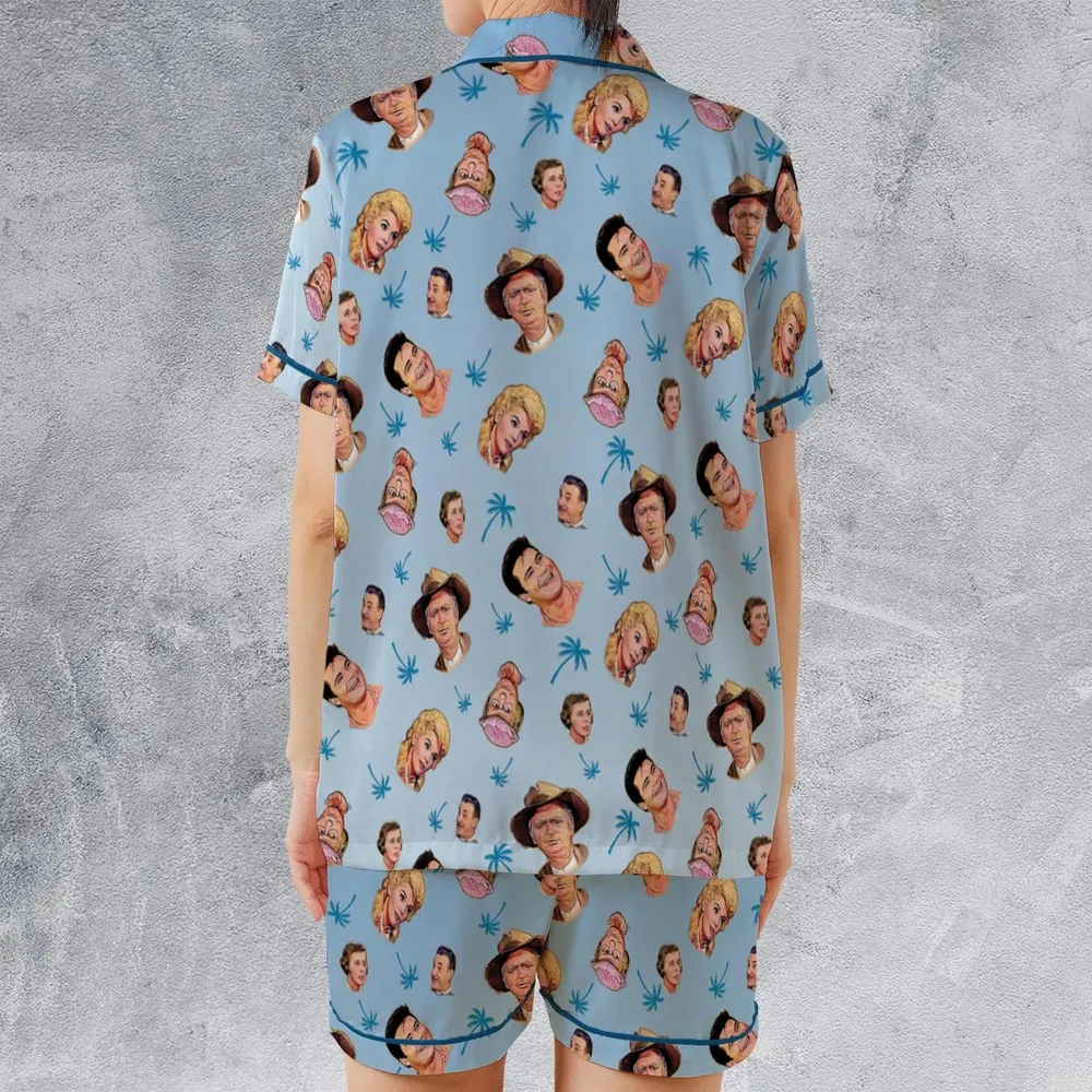 Summer Vibe The Beverly Hillbillies Characters Satin Short-Sleeve Pajamas Set - 2