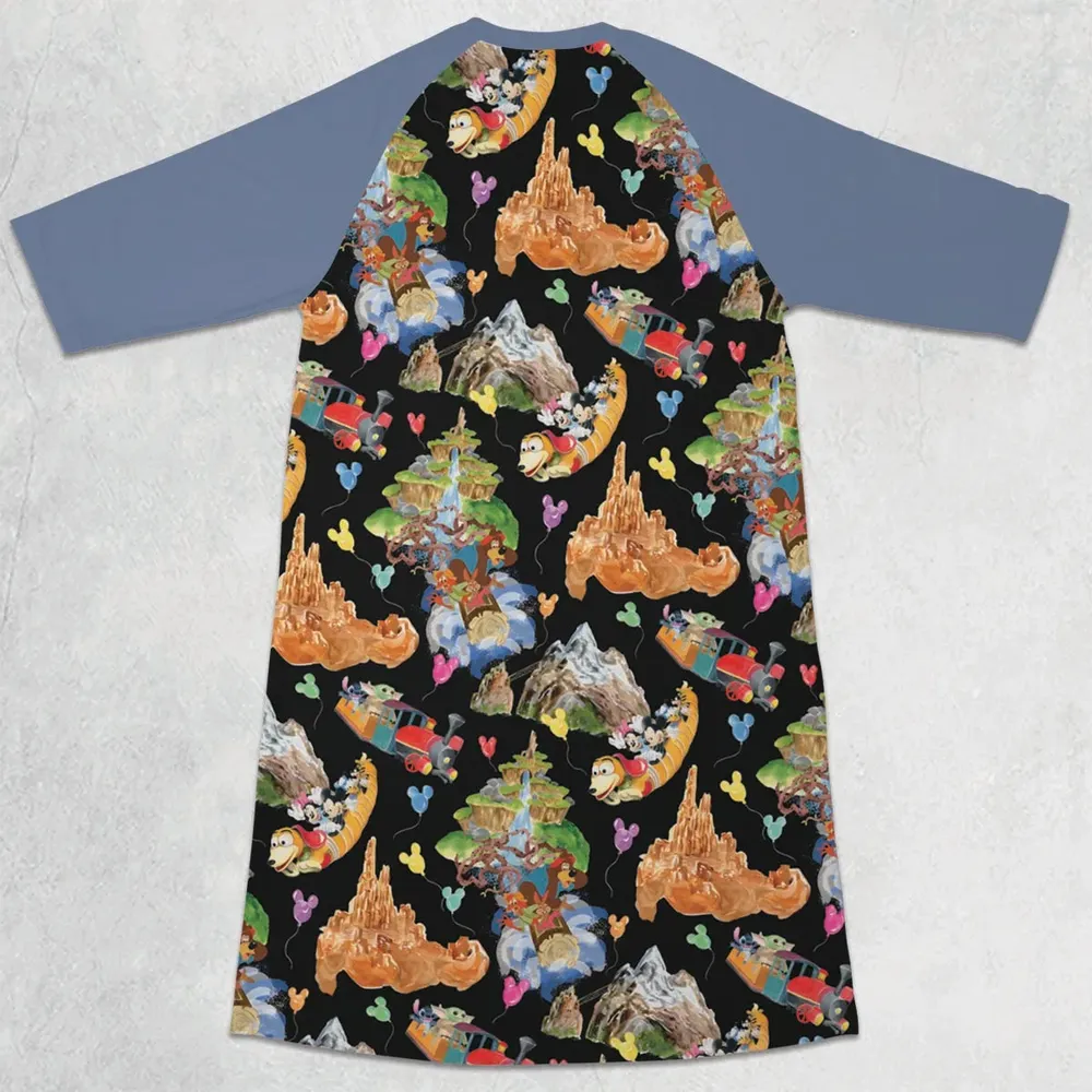 Mountain Magic Kingdom Parks 3/4 Sleeve Raglan Dress - 2