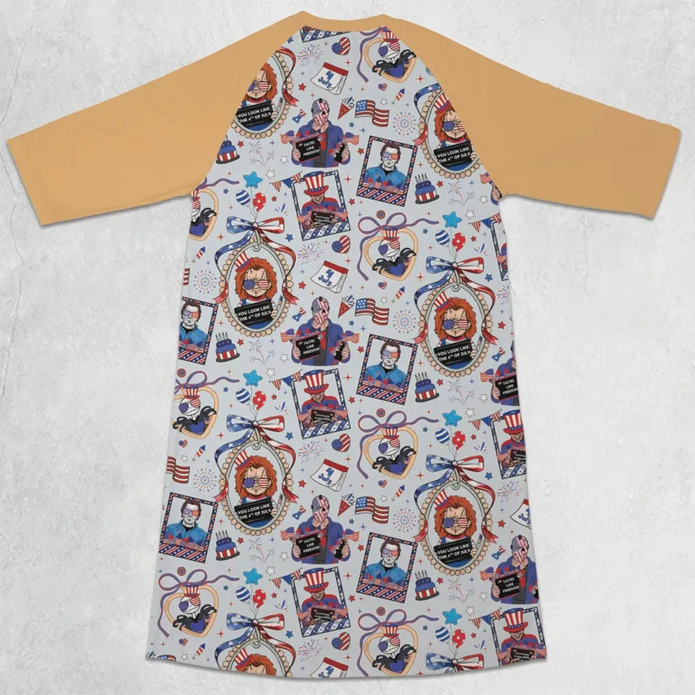 Patriotic Horror 3/4 Sleeve Raglan Dress - 2