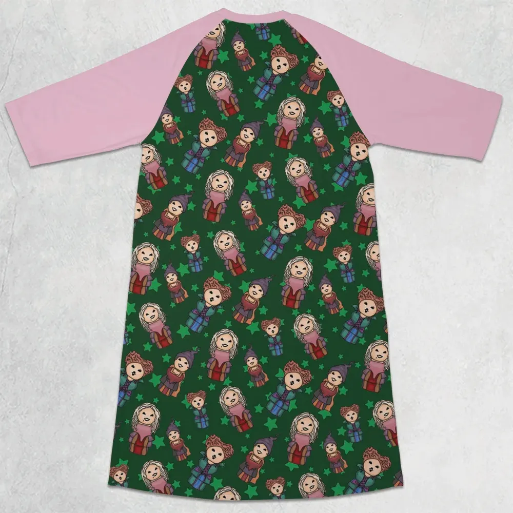 Hocus Pocus Little Witches 3/4 Sleeve Raglan Dress - 2