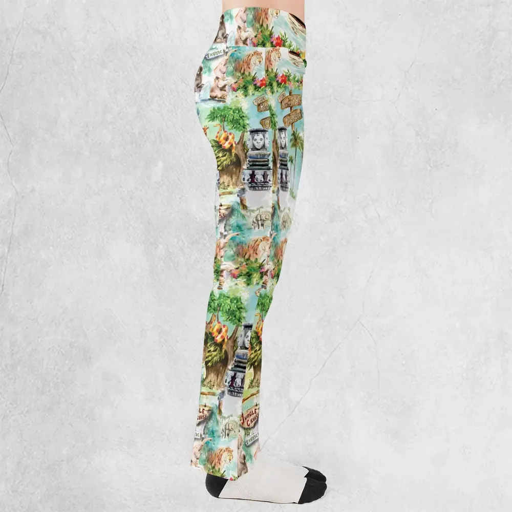 Water Color Jungle Cruise Map Flare Leggings - 2