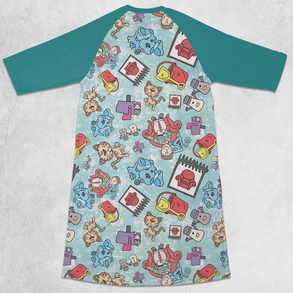 Blue's Clues Friend Party 3/4 Sleeve Raglan Dress - 2