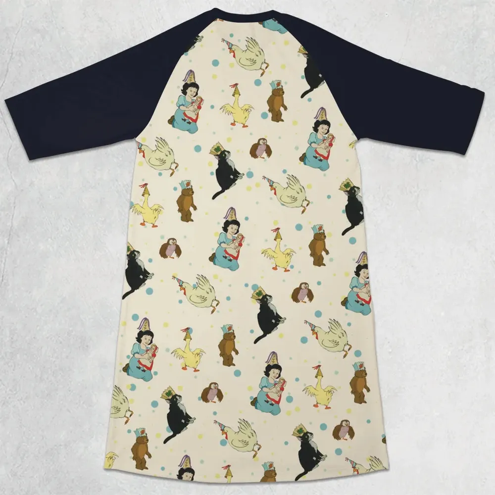 The Curious Cub and His Forest Friends Little Bear 3/4 Sleeve Raglan Dress - 2
