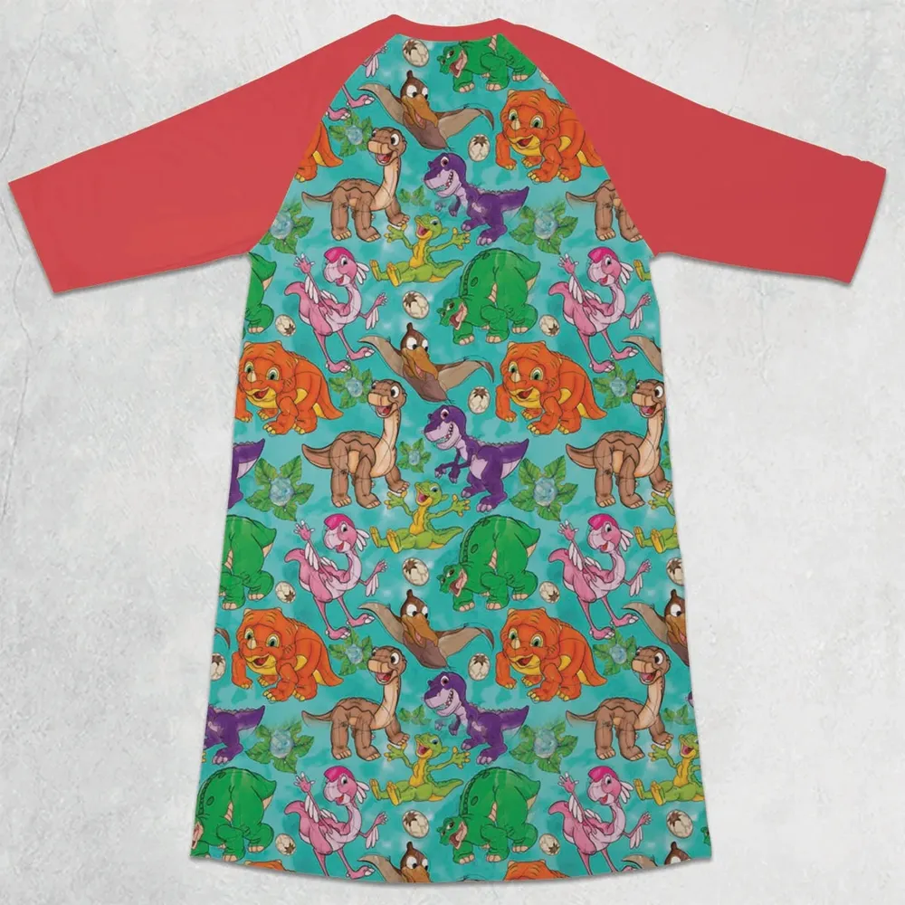 Squad Goals The Land Before Time 3/4 Sleeve Raglan Dress - 2