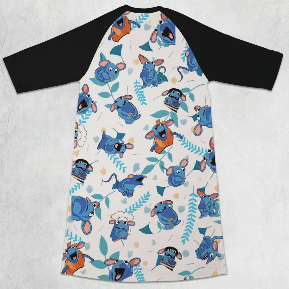 Cute Tutter Bear in the Big Blue House 3/4 Sleeve Raglan Dress - 2