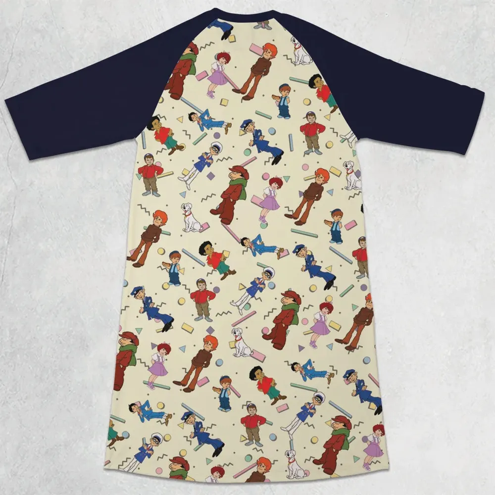 The Little Rascals Cartoon Characters 3/4 Sleeve Raglan Dress - 2