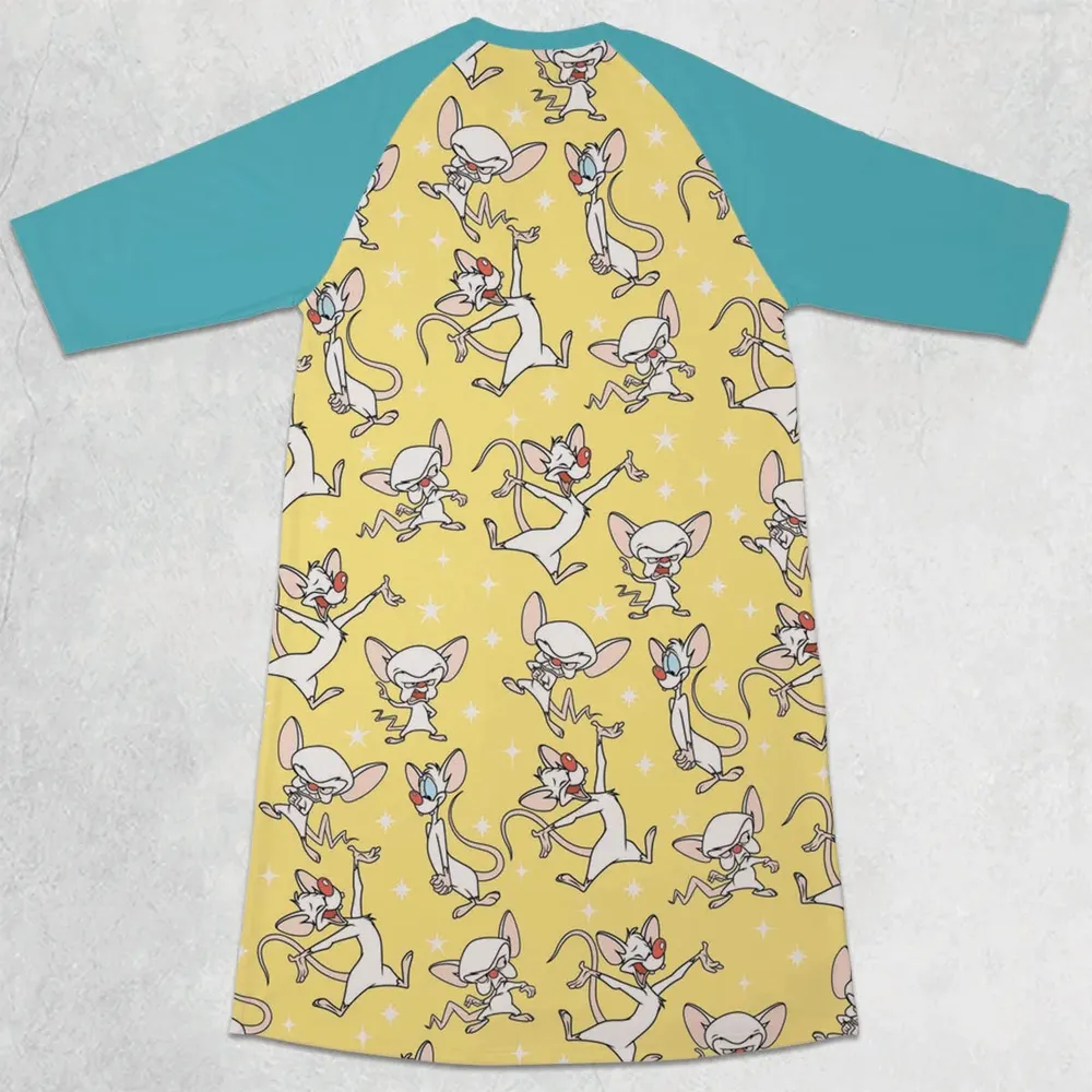Lab Style Pinky and the Brain 3/4 Sleeve Raglan Dress - 2