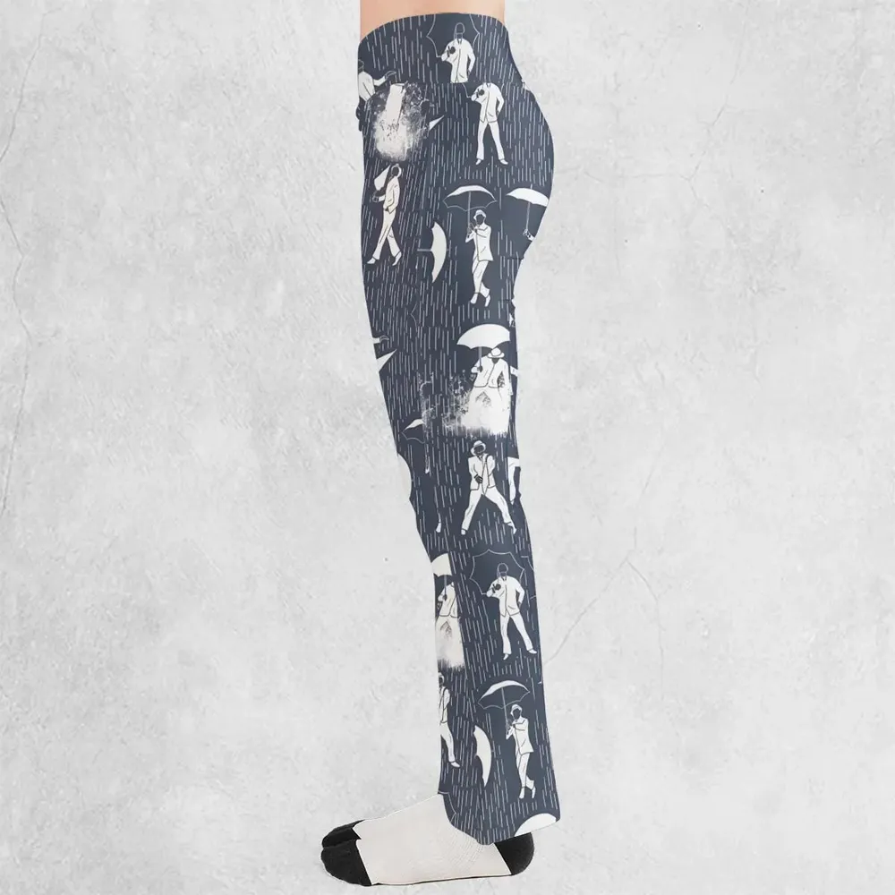 Singin' in the Rain Wall Mural Flare Leggings - 3