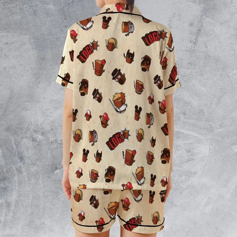 Pop Culture Characters Logs  Ren & Stimpy Satin Short-Sleeve Pajamas Set - 2
