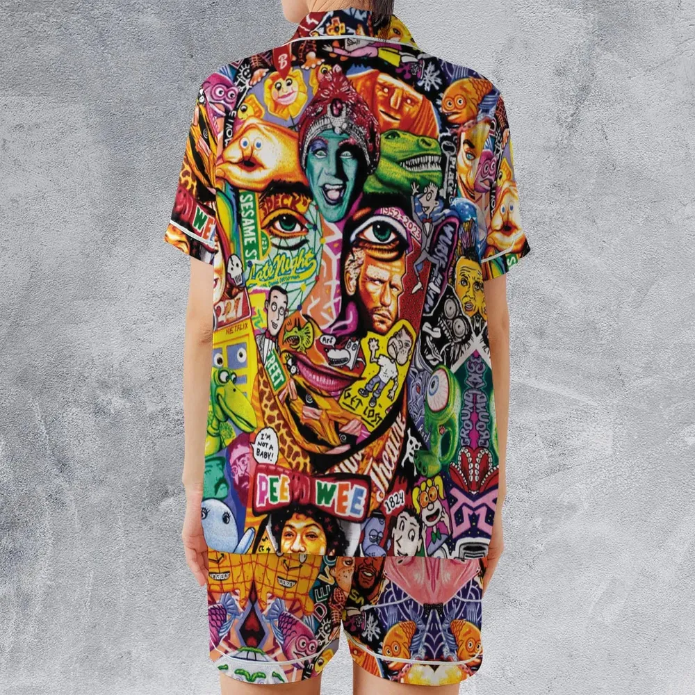 Scavenger Hunt Pee Wee Herman Satin Short-Sleeve Pajamas Set - 2