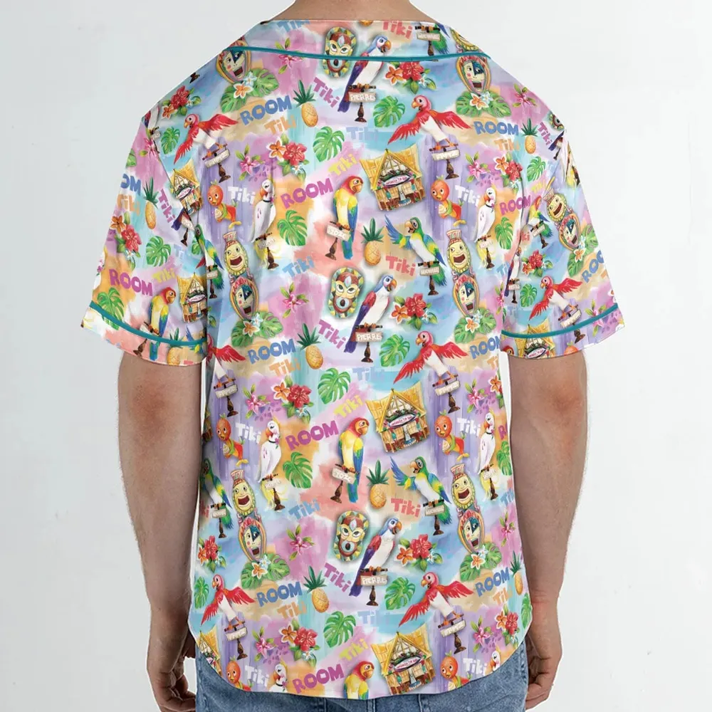 Tiki Room With Orange Bird Unisex Baseball Jersey - 2
