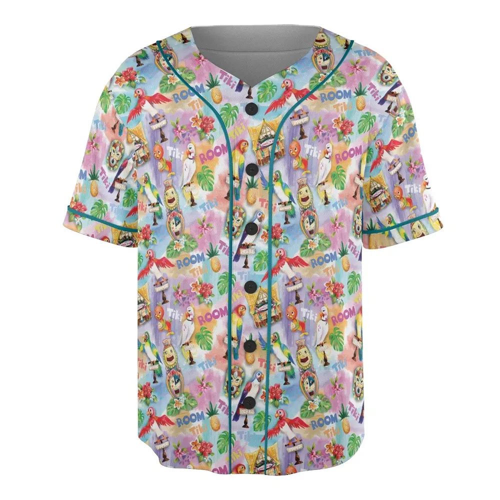 Tiki Room With Orange Bird Unisex Baseball Jersey - 3