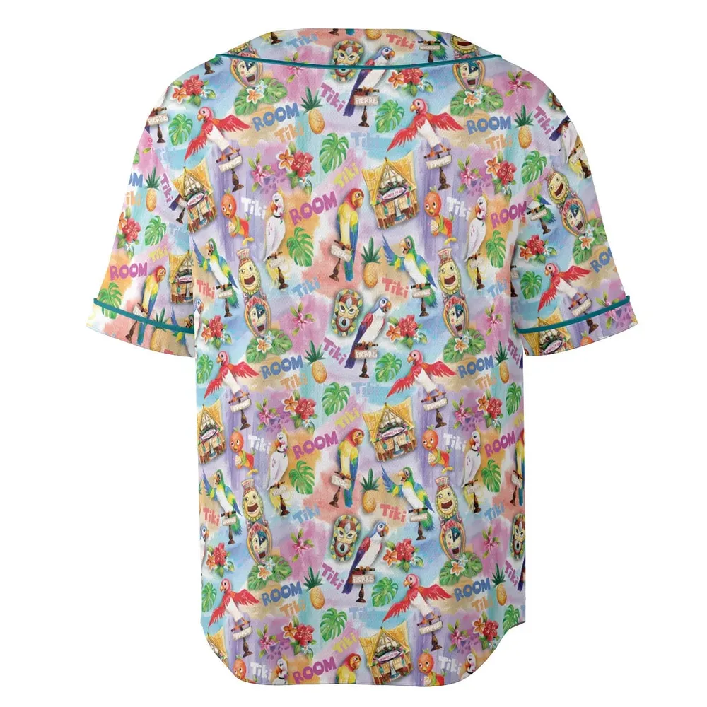 Tiki Room With Orange Bird Unisex Baseball Jersey - 4