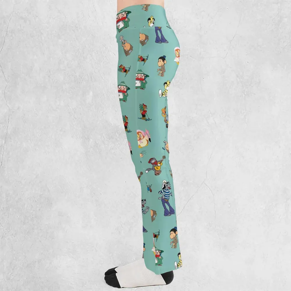 Russian Cartoon Characters Flare Leggings - 3
