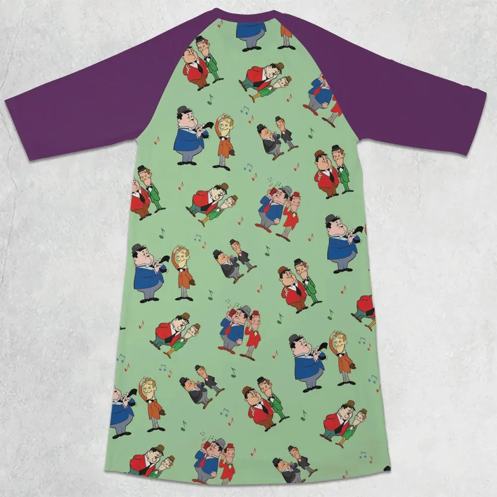 Another Fine Mess Laurel And Hardy 3/4 Sleeve Raglan Dress - 2