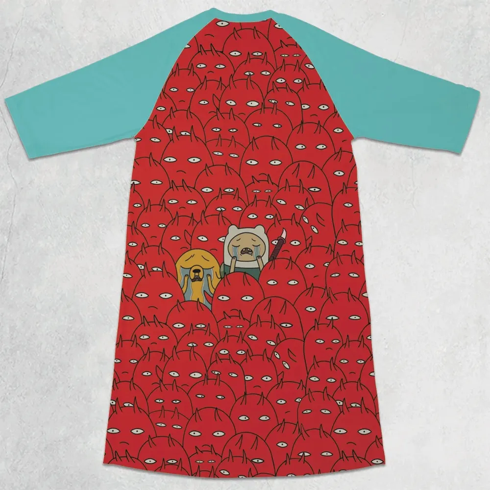 At Hell Adventure Time 3/4 Sleeve Raglan Dress - 2