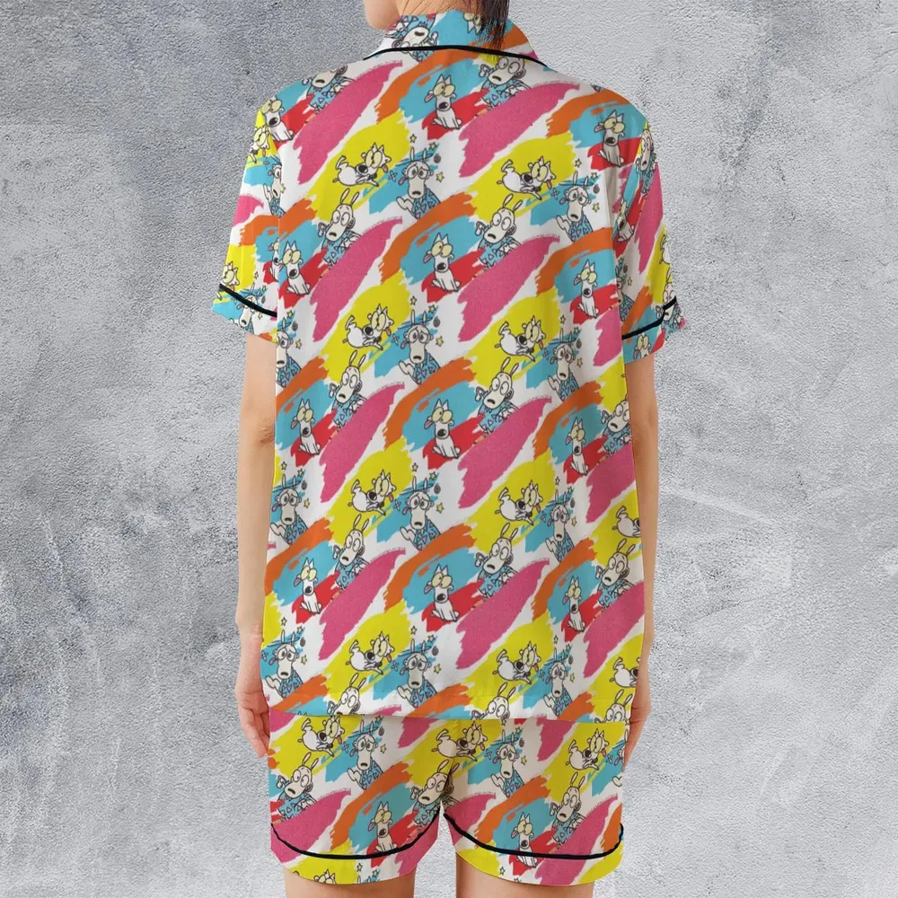 Rocko's Paint Brush Satin Short-Sleeve Pajamas Set - 2