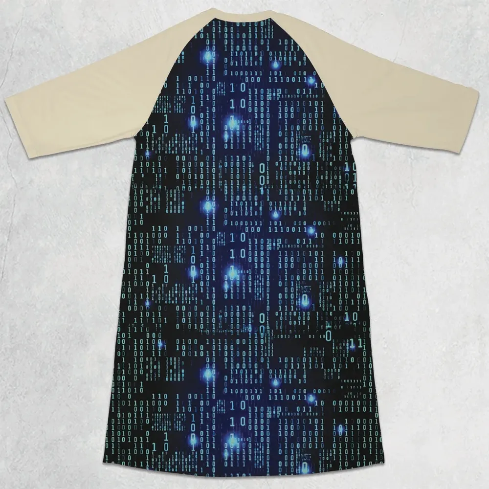 Binary Vibes 3/4 Sleeve Raglan Dress - 2