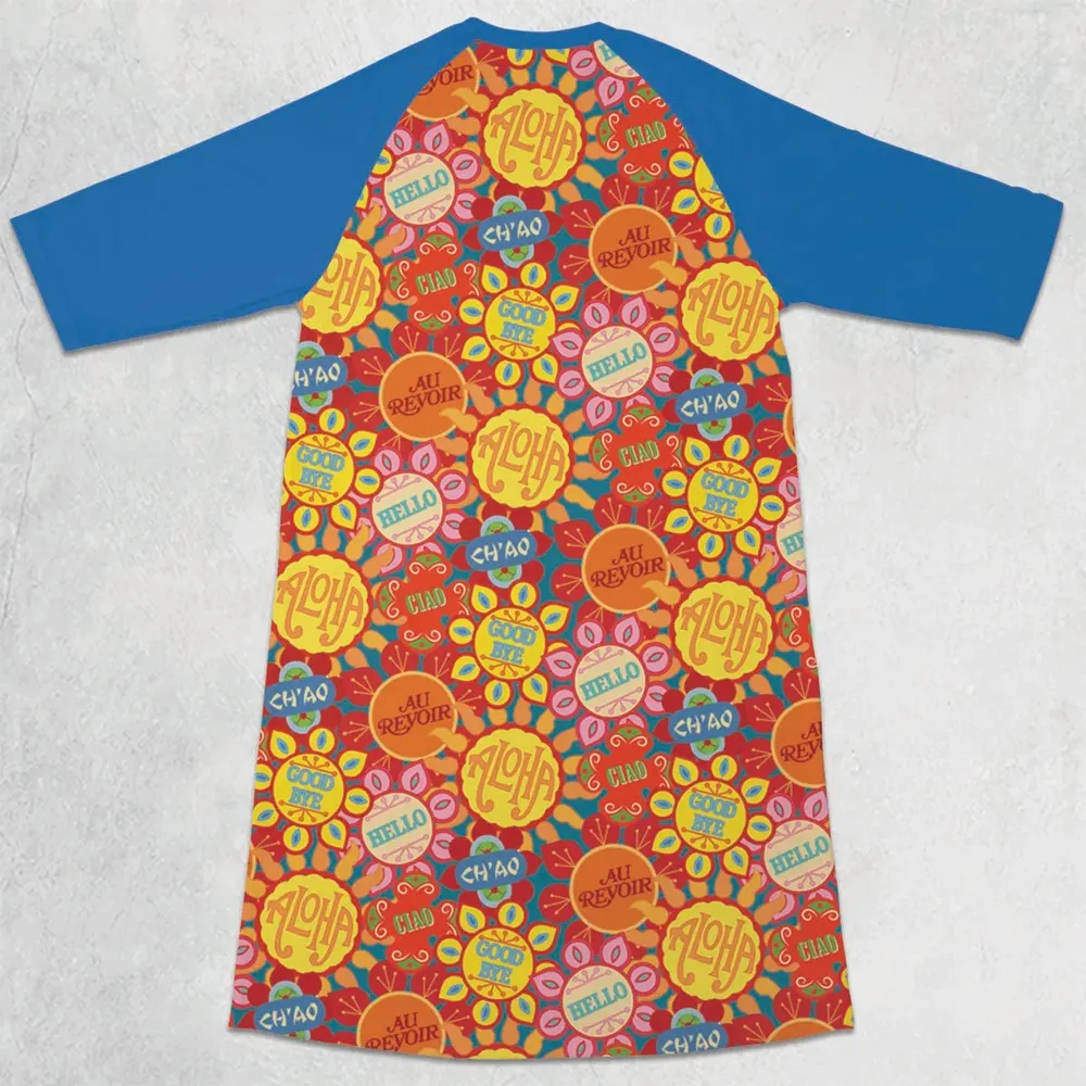 It's a Small World Flowers 3/4 Sleeve Raglan Dress - 2