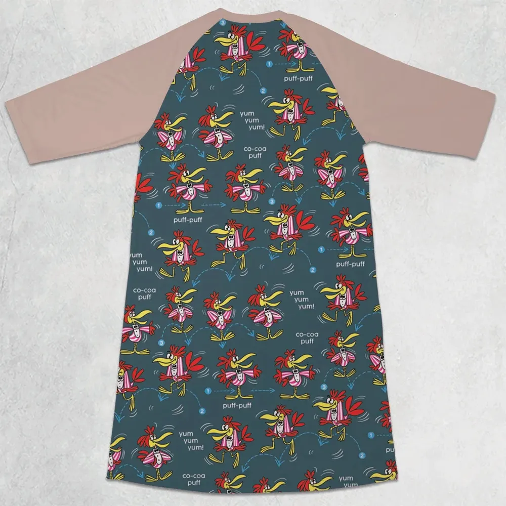 Do The Cuckoo Bird Stomp 3/4 Sleeve Raglan Dress - 2