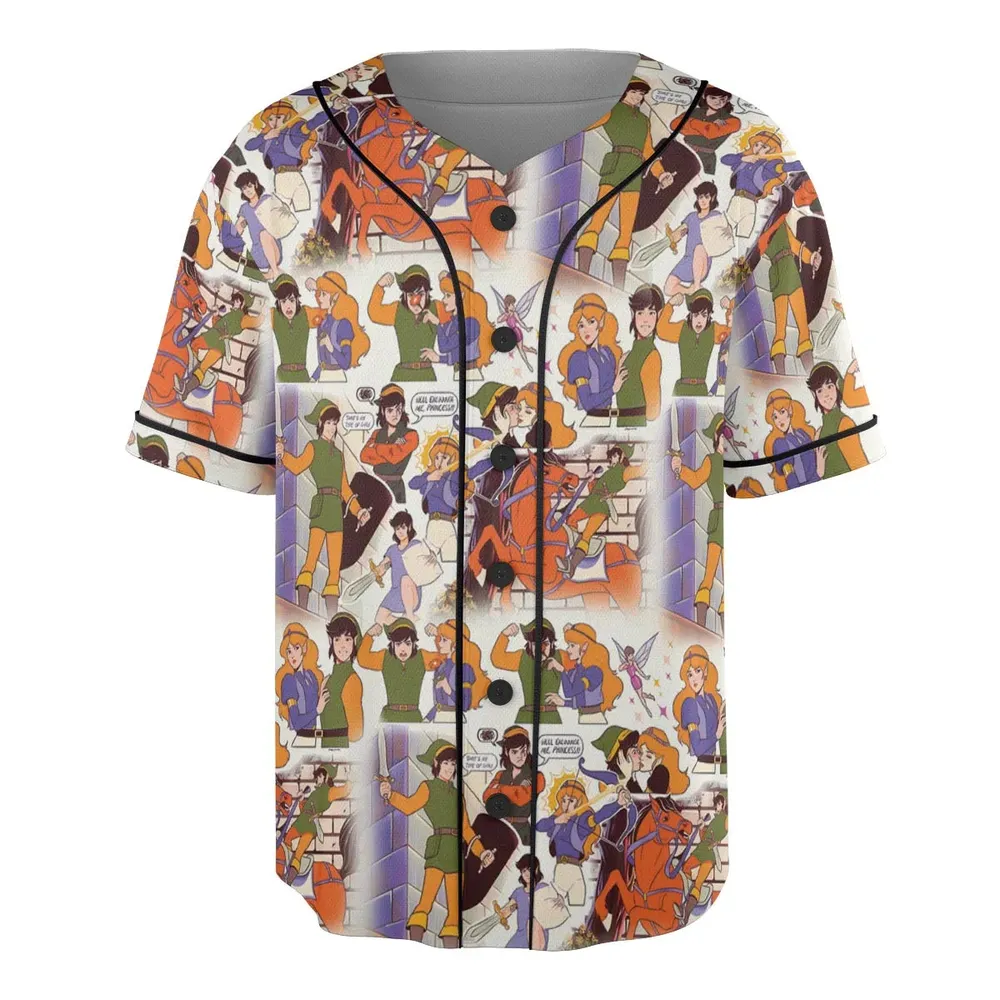 Link And Princess Zelda The Legend Of Zelda Animated Unisex Baseball Jersey - 3