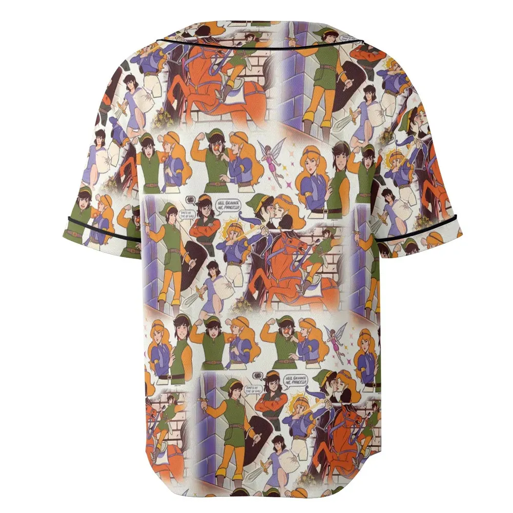 Link And Princess Zelda The Legend Of Zelda Animated Unisex Baseball Jersey - 4