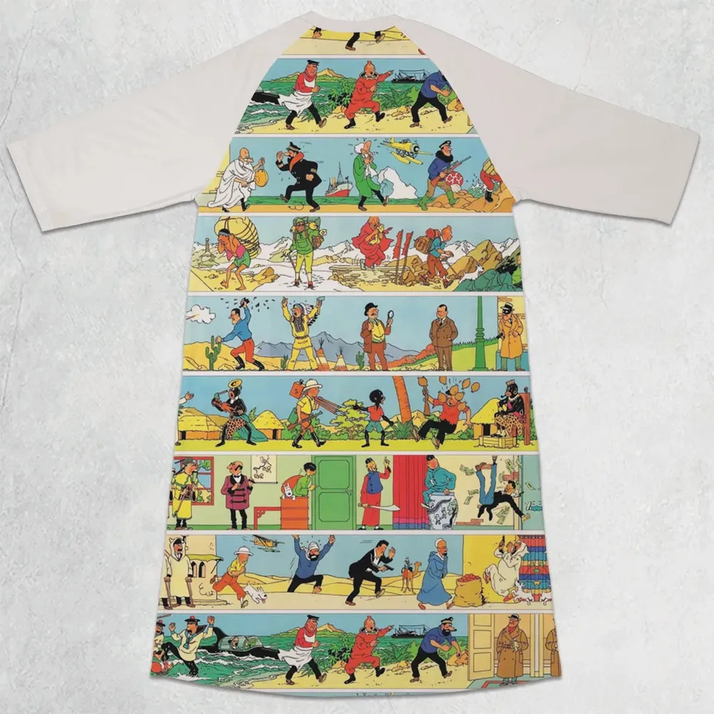 The Story Of Tintin 3/4 Sleeve Raglan Dress - 2
