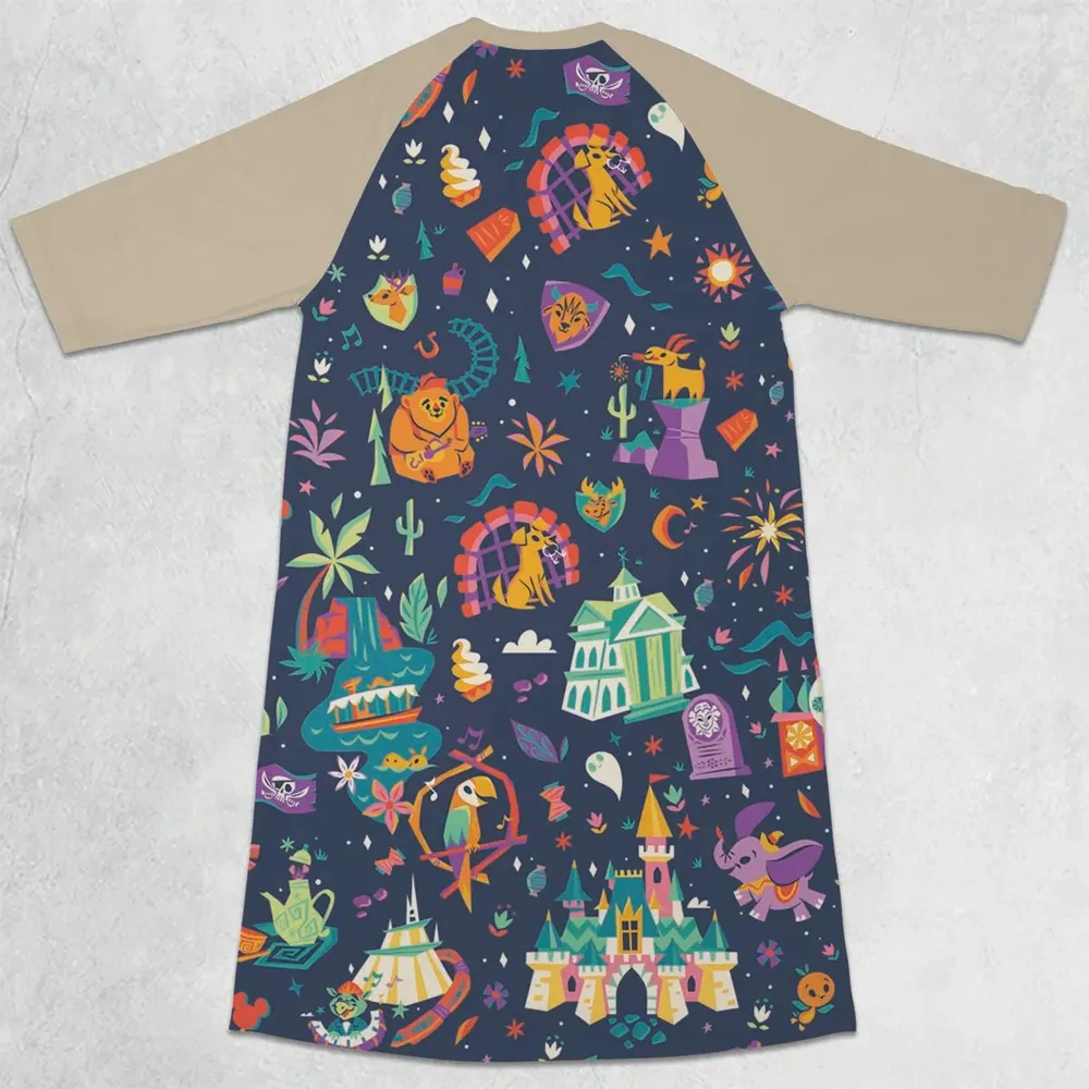 Magic Kingdom Theme 3/4 Sleeve Raglan Dress - 2