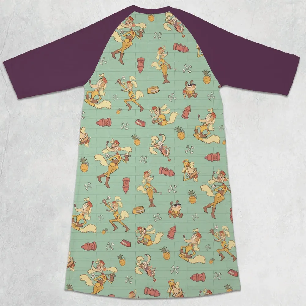 Sergeant O'Fera Cuphead 3/4 Sleeve Raglan Dress - 2