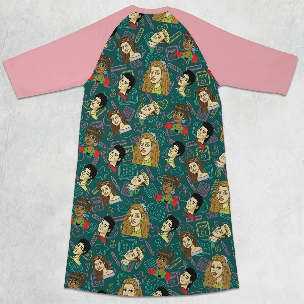 Class of 93' Saved By The Bell 3/4 Sleeve Raglan Dress - 2