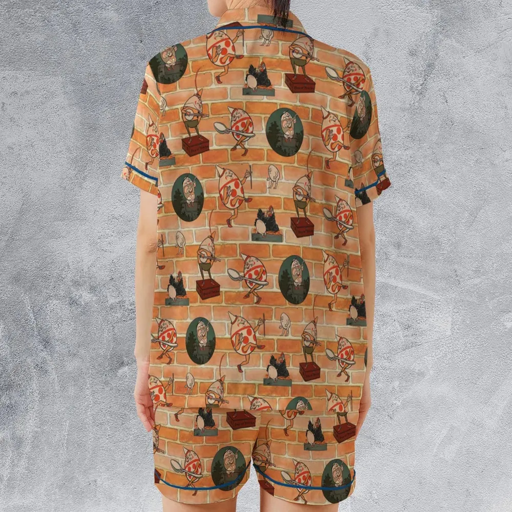 Retro Humpty Dumpty Satin Short-Sleeve Pajamas Set - 2