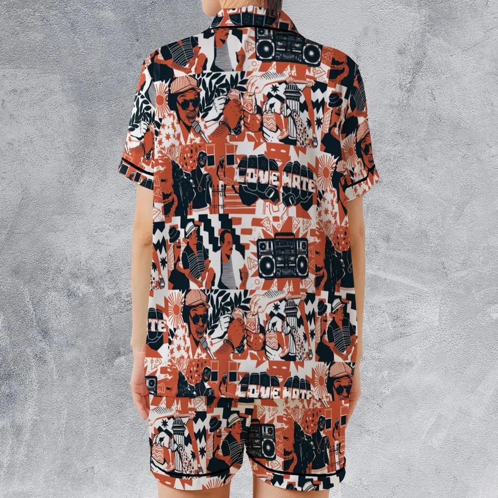 Love and Hate Do The Right Thing Satin Short-Sleeve Pajamas Set - 2