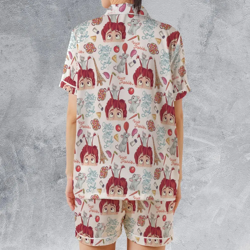 Cute Controller Ratatouille Satin Short-Sleeve Pajamas Set - 2