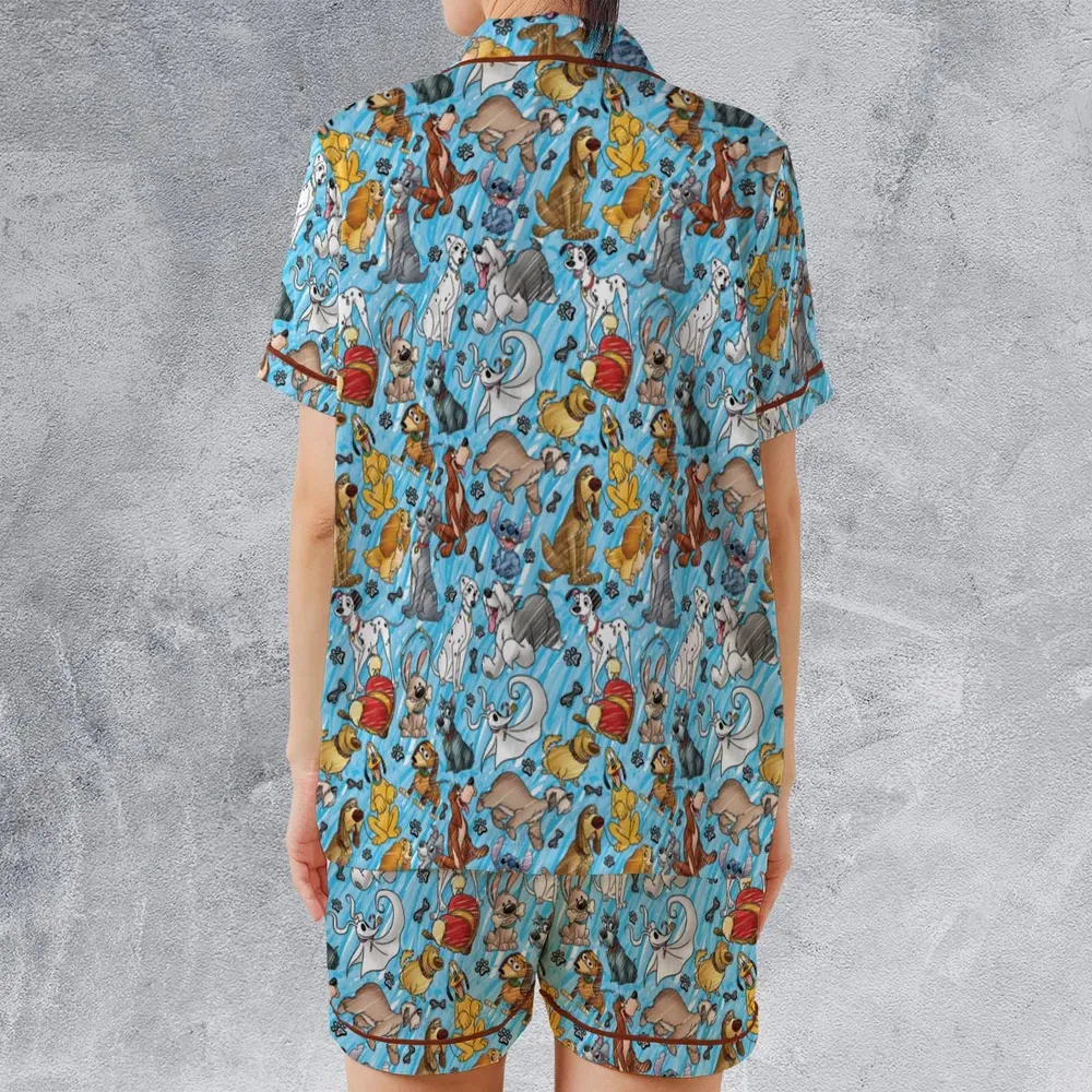 Animation Dogs Satin Short-Sleeve Pajamas Set - 2