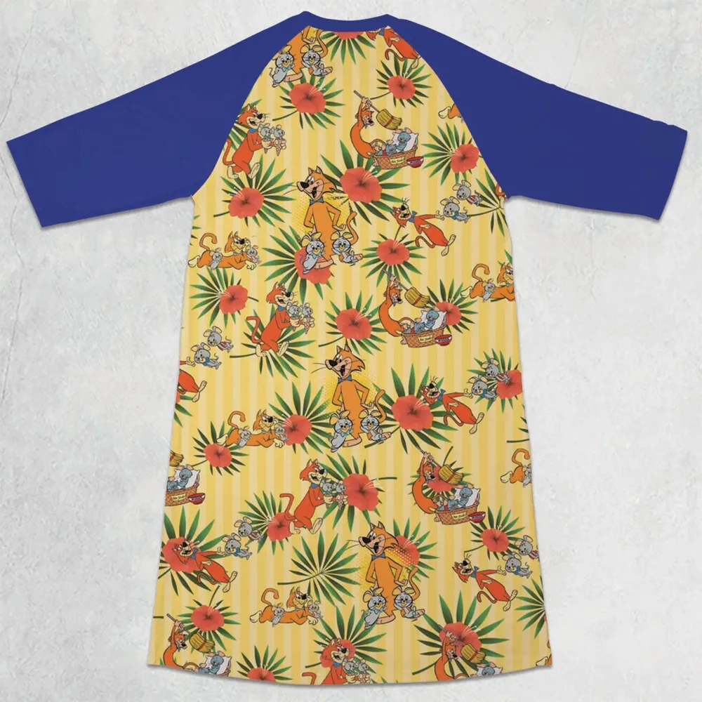 Pixie And Dixie And Mr. Jinks 3/4 Sleeve Raglan Dress - 2