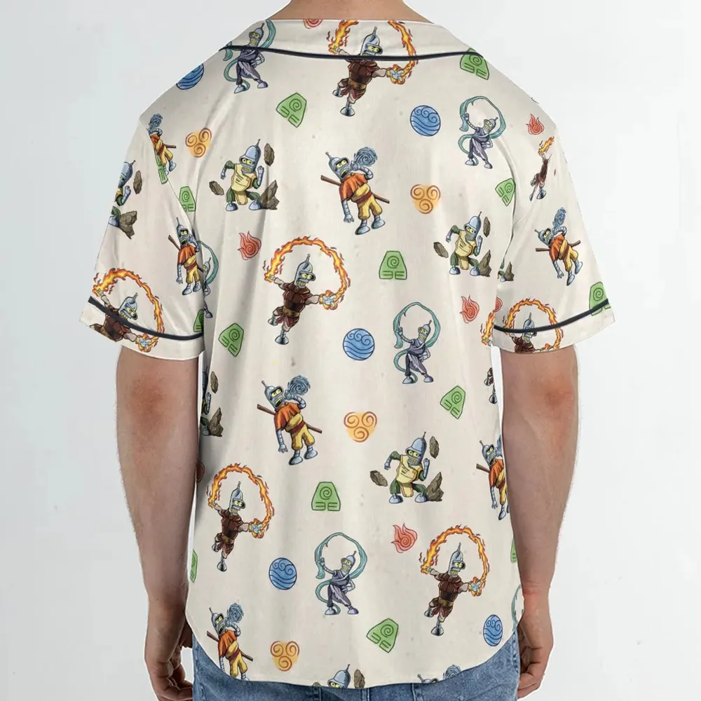 Water Earth Fire Air Bender Futurama Unisex Baseball Jersey - 2