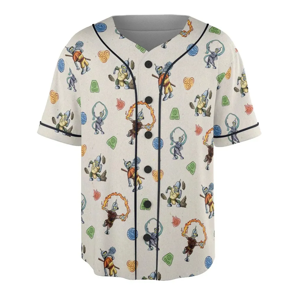Water Earth Fire Air Bender Futurama Unisex Baseball Jersey - 3