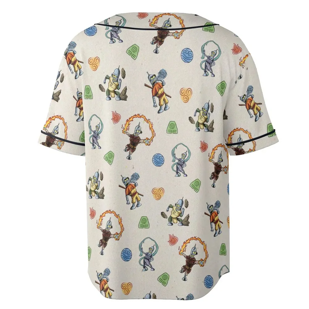 Water Earth Fire Air Bender Futurama Unisex Baseball Jersey - 4