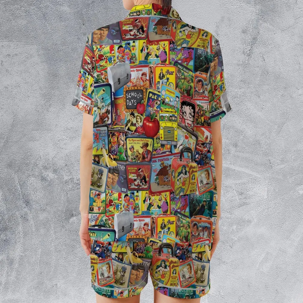 Retro Land TV Shows Satin Short-Sleeve Pajamas Set - 2