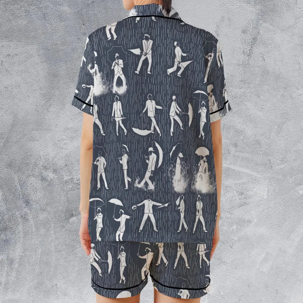Singin' in the Rain Wall Mural Satin Short-Sleeve Pajamas Set - 2
