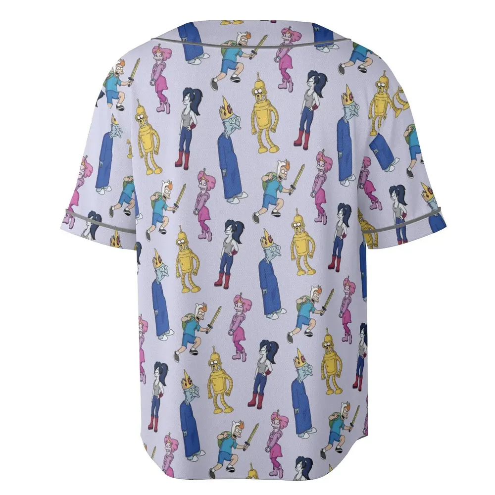 Future Time Futurama Adventure Time Mashup Unisex Baseball Jersey - 4