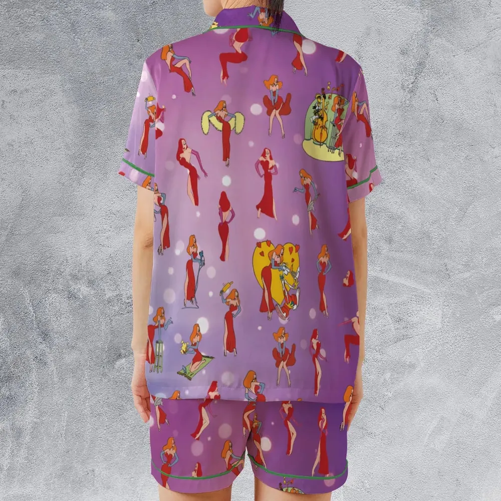 Red Hot Jessica Rabbit Who Framed Roger Rabbit Satin Short-Sleeve Pajamas Set - 2