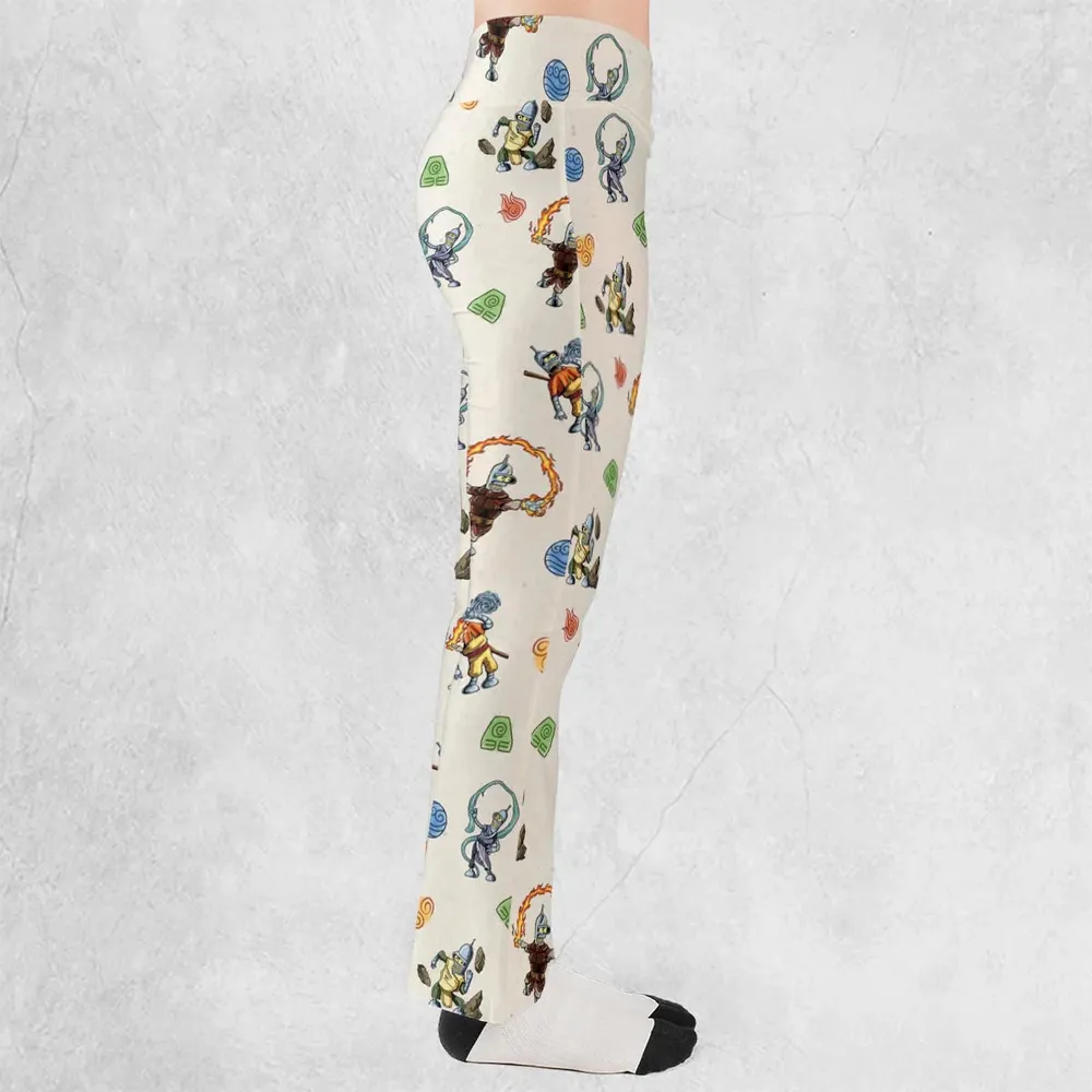 Water Earth Fire Air Bender Futurama Flare Leggings - 2