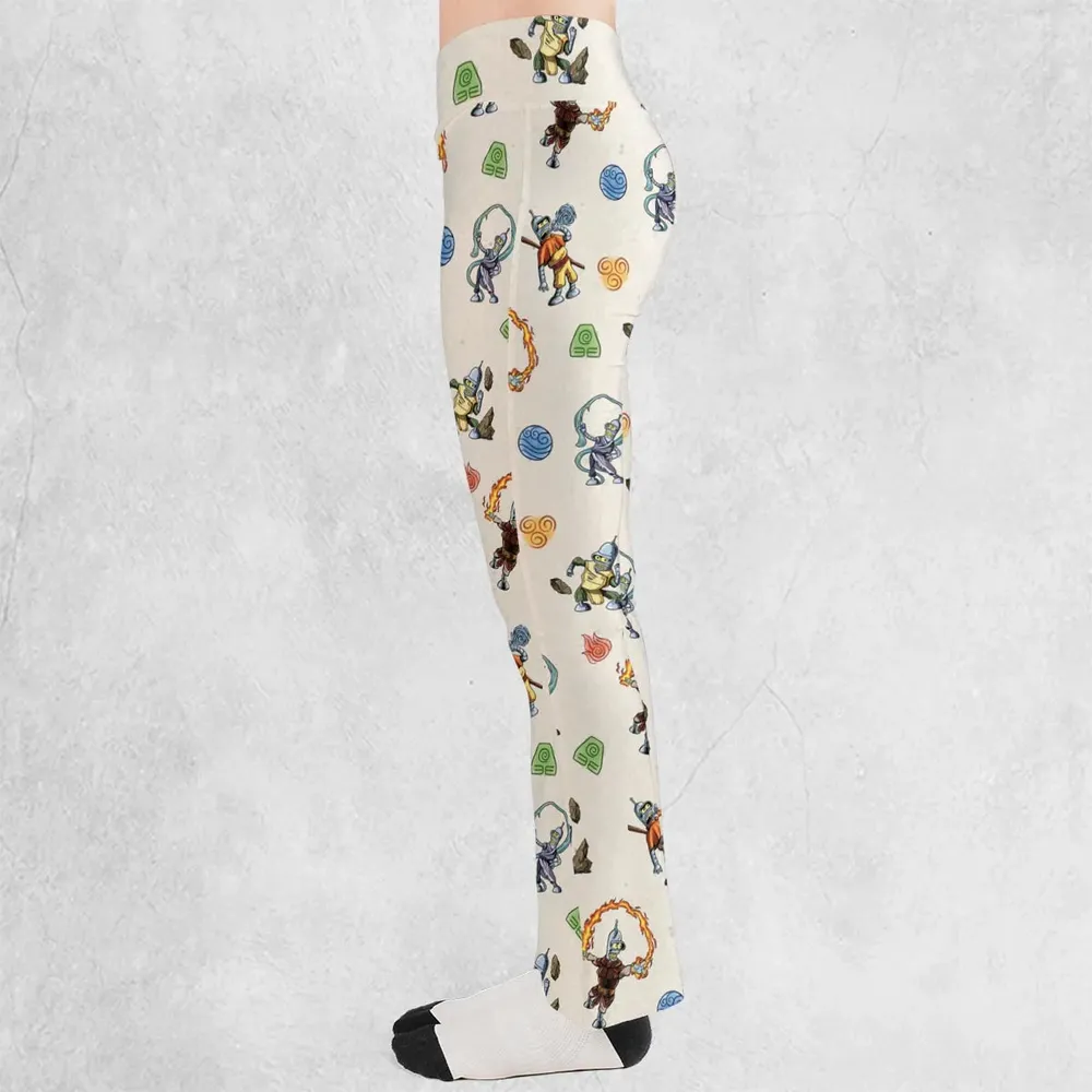 Water Earth Fire Air Bender Futurama Flare Leggings - 3