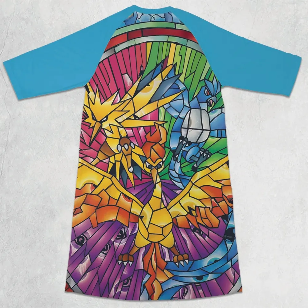 Legendary Birds Pokemon 3/4 Sleeve Raglan Dress - 2