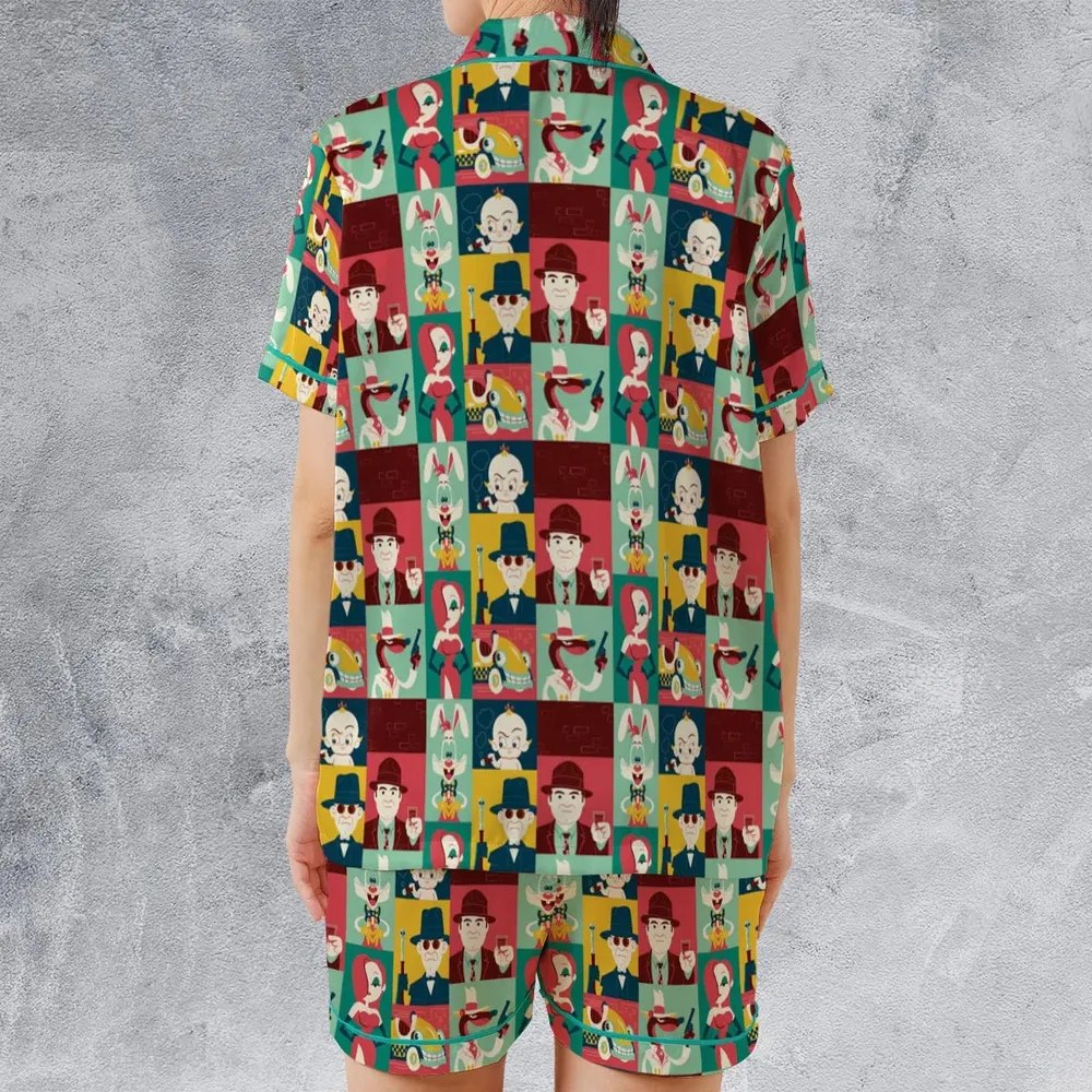 Toontown Threads Who Framed Roger Rabbit Satin Short-Sleeve Pajamas Set - 2
