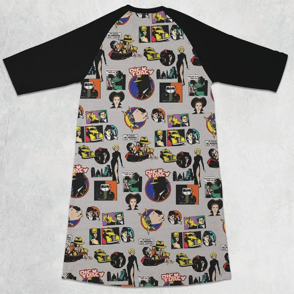 Vintage 90s Dick Tracy 3/4 Sleeve Raglan Dress - 2