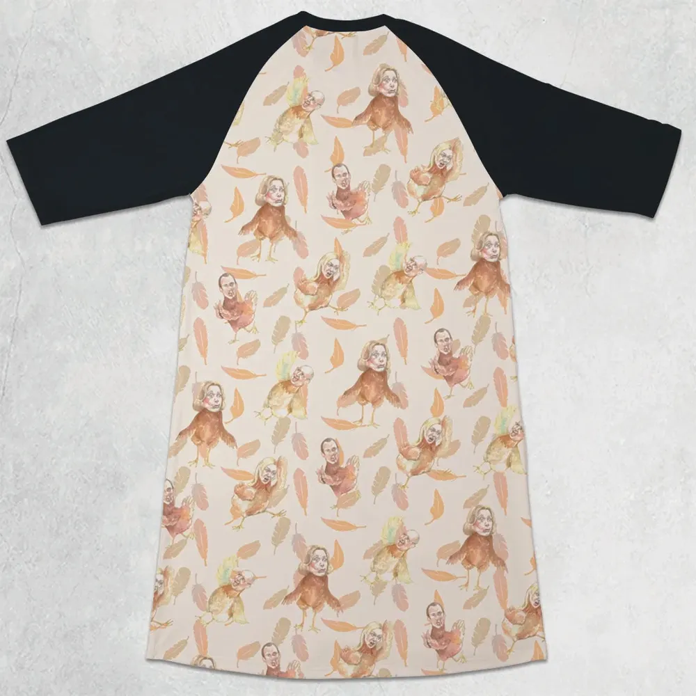 Chicken Dance Arrested Development 3/4 Sleeve Raglan Dress - 2
