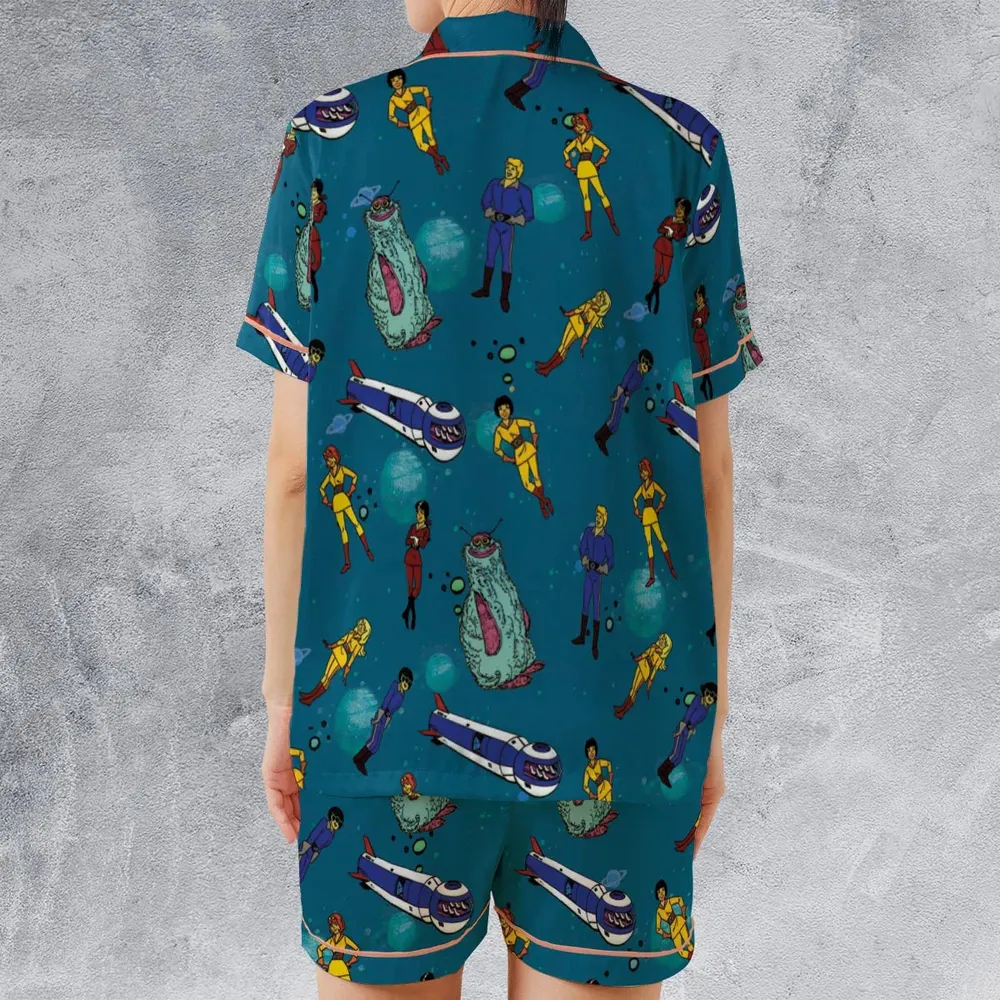 Josie And The Pussy Cats in Outer Space Satin Short-Sleeve Pajamas Set - 2
